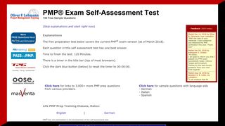 
                            5. PMP® Exam Self-Assessment Test 100 Free ... - Oliver Lehmann