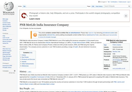 
                            7. PNB MetLife India Insurance Company - Wikipedia