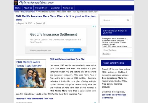 
                            12. PNB Metlife launches Mera Term Plan - Is it a good online term plan ...