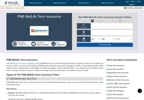 
                            13. PNB Metlife Term Life Insurance Plans - PolicyX.com