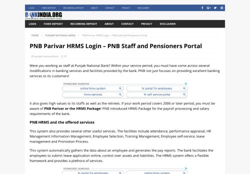 
                            4. PNB Parivar HRMS Login - PNB Staff and Pensioners Portal