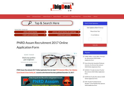
                            9. PNRD Assam Recruitment 2017 Online Application Form for total 945 ...