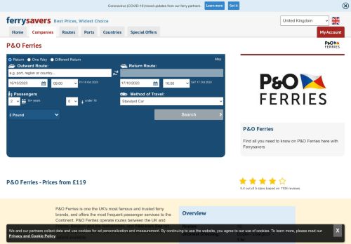 
                            7. P&O Ferries Offers | Book cheap P&O Ferries. P&O Deals - Ferrysavers