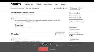 
                            10. Pocket Casts - Unable to Link | Sonos Community