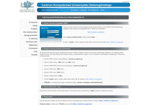 
                            6. Poczta elektroniczna dla pracowników UZ | Centrum Komputerowe ...