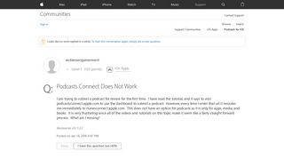 
                            4. Podcasts Connect Does Not Work - Apple Community
