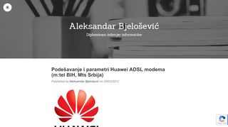 
                            7. Podešavanje i parametri Huawei ADSL modema (m:tel BIH, Mts Srbija ...