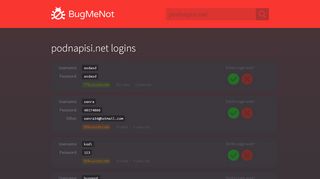
                            1. podnapisi.net passwords - BugMeNot