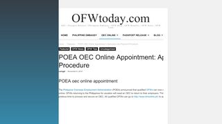 
                            9. POEA oec online appointment - OFWtoday.com