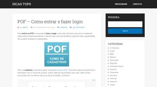 
                            11. POF – Como entrar e fazer login - Dicas Tops