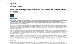 
                            9. POF.com.br surge como o número 1 dos sites de namoro online no ...