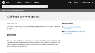 
                            5. Pogo - Club Pogo Payment Options - EA Help - Electronic Arts