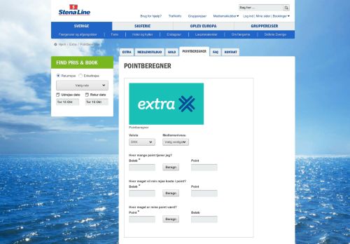 
                            6. Pointberegner beregn point i Stena Lines medlemsklub Extra