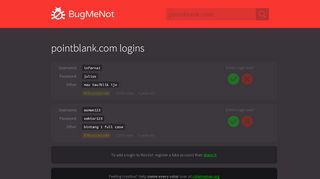 
                            9. pointblank.com passwords - BugMeNot