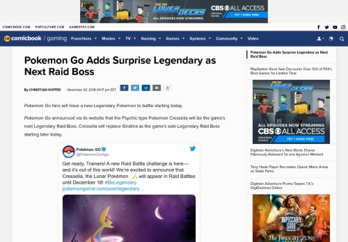
                            8. Pokemon Go Adds Surprise Legendary as Next Raid Boss