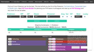 
                            2. Pokemon Go IV Calculator - Poke Assistant