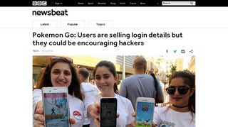 
                            11. Pokemon Go: Users are selling login details but they could be ... - BBC