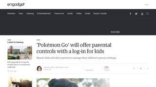 
                            9. 'Pokémon Go' will offer parental controls with a log-in for kids - Engadget