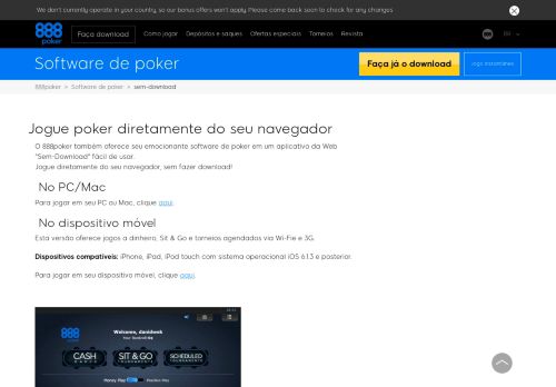 
                            3. Poker online – não precisa fazer download no 888poker™!