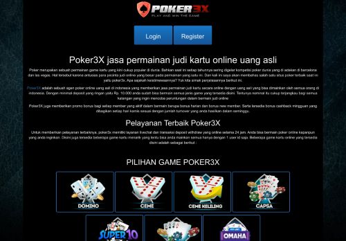 
                            2. Poker3X: Daftar Poker Indonesia Paling Populer