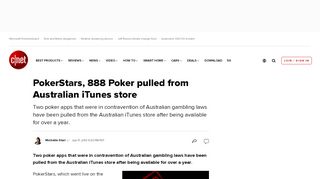 
                            9. PokerStars, 888 Poker pulled from Australian iTunes store - CNET