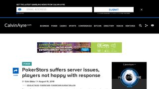 
                            8. PokerStars suffers server issues, players not happy with response