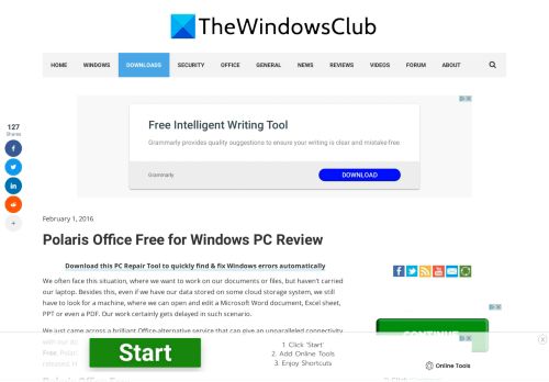 
                            5. Polaris Office Free for Windows PC Review - The Windows Club