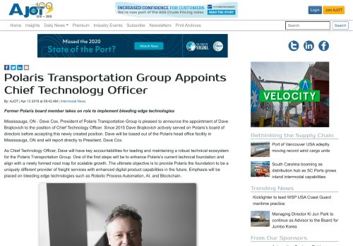 
                            11. Polaris Transportation Group Appoints Chief Technology Officer ...