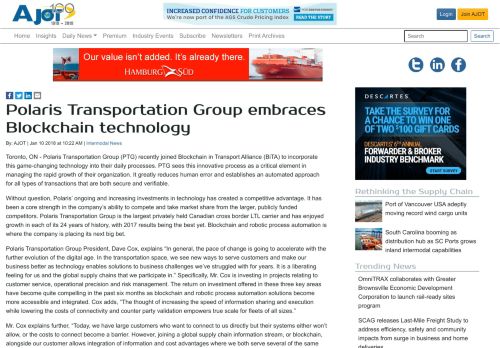 
                            10. Polaris Transportation Group embraces Blockchain technology | AJOT ...