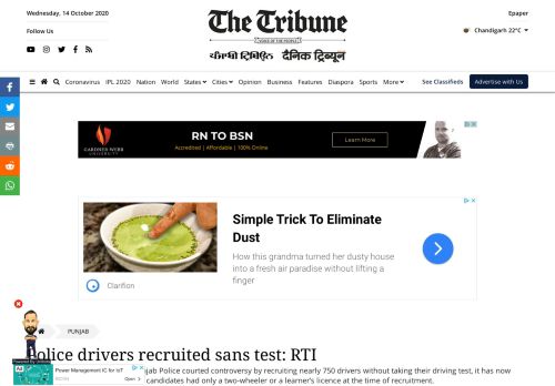 
                            10. Police drivers recruited sans test: RTI - The Tribune