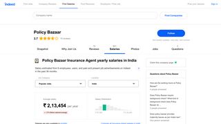 
                            9. Policy Bazaar Insurance Agent Salaries in India | Indeed.co.in