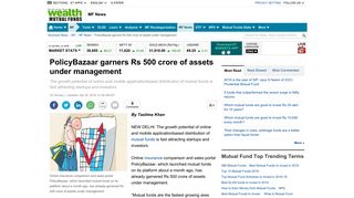 
                            9. PolicyBazaar garners Rs 500 crore of assets under management - The ...