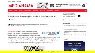 
                            10. PolicyBazaar Shutters Agent Platform PolicyDeals.co.in - MediaNama