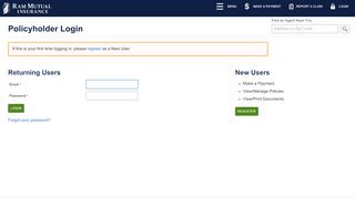 
                            6. Policyholder Login - RAM Mutual Insurance Company