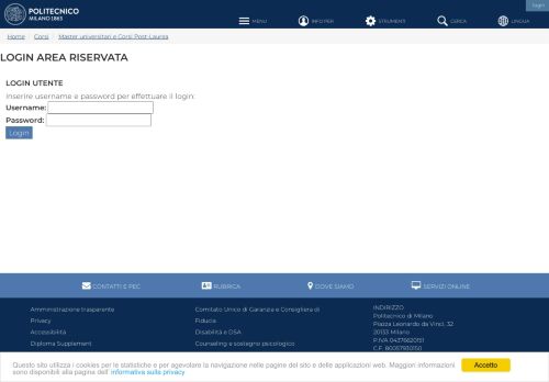 
                            7. Politecnico di Milano: Area Riservata