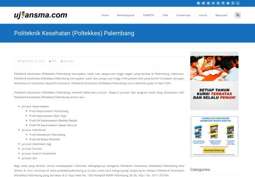 
                            12. Politeknik Kesehatan (Poltekkes) Palembang - ujiansma.com