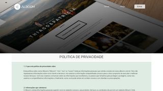 
                            4. politica de privacidade - Alboom - Plataforma de sites para fotógrafos