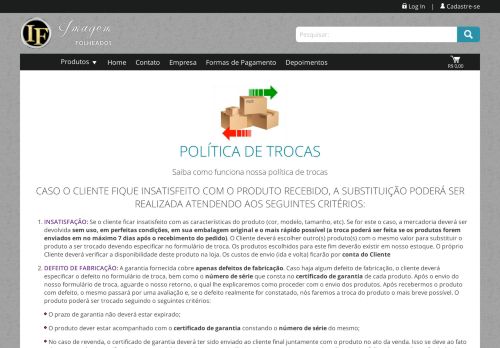 
                            12. Política de troca - Imagem Folheados - Semi Jóias, Bijuterias, brincos ...