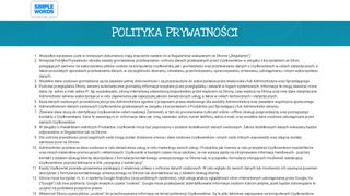 
                            2. Polityka prywatności - Simple Words Online