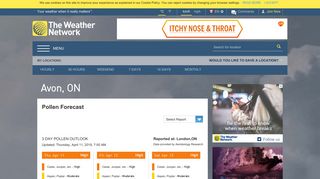 
                            12. Pollen Report: Avon, Ontario - The Weather Network