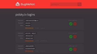 
                            2. polsky.tv passwords - BugMeNot