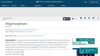 
                            3. Polymorphism | biology | Britannica.com