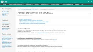 
                            6. Pomoc s připojením do sítě EDUROAM (faq.sit.eduroam.WebHome ...