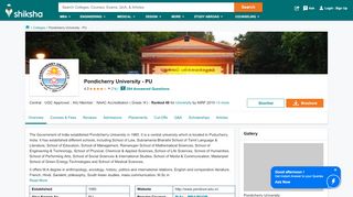 
                            13. Pondicherry University - PU - Courses, Placement Reviews, Ranking ...