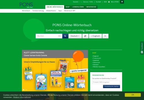 
                            2. PONS - Das kostenlose Online-Wörterbuch, Online-Shop mit ...