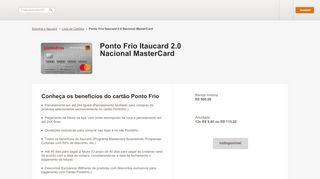 
                            11. Ponto Frio Itaucard 2.0 Nacional MasterCard - Cartão de Crédito ...