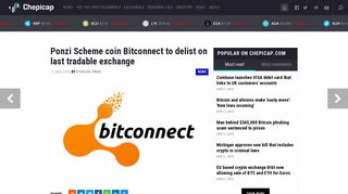 
                            6. Ponzi Scheme coin Bitconnect to delist on last tradable exchange ...