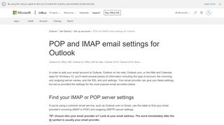 
                            3. POP and IMAP email settings for Outlook - Office Support