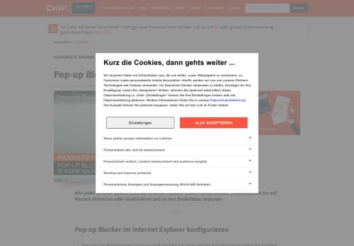 
                            3. Pop-up Blocker im IE konfigurieren - CHIP