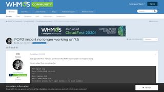
                            3. POP3 import no longer working on 7.5 - WHMCS.Community